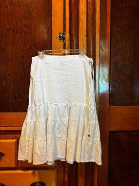 GAP White Linen Tiered Midi Skirt Size 6 Regular